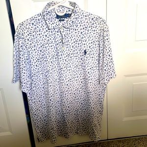 Polo Ralph Lauren L classic fit pattern short sleeve white/navy blue polo shirt
